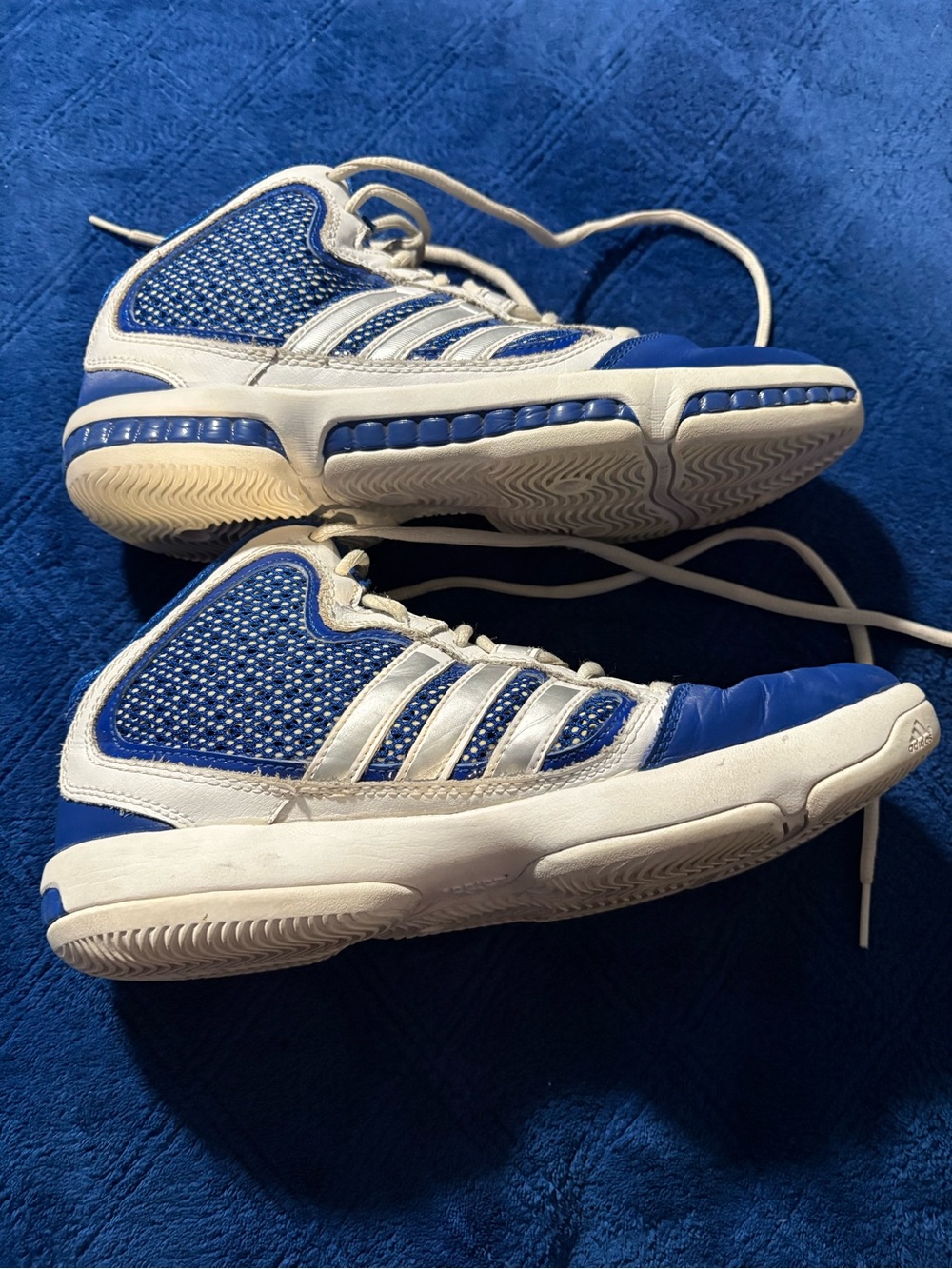 adidas Kids Blue and White High-Top Sneakers